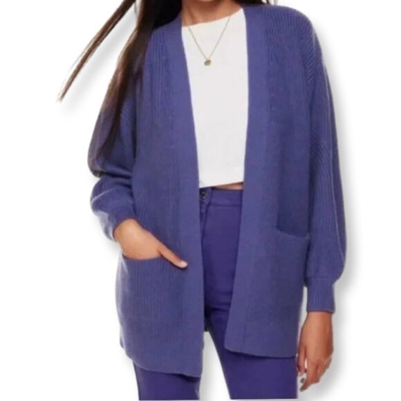 Aritzia Wilfred Free Unwind Cozy Open Front Wool Chunky Cardigan Purple Size XL - Picture 1 of 13